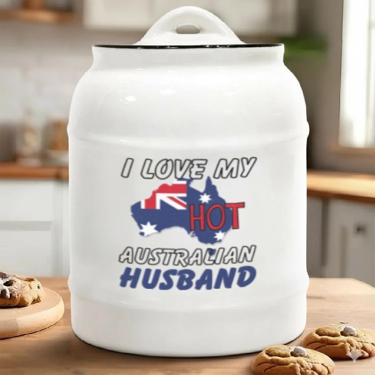 I Love My Hot Australian Husband Wife Ceramic Cookie Jars