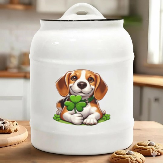 St. Patrick's Day Beagle Ceramic Cookie Jars