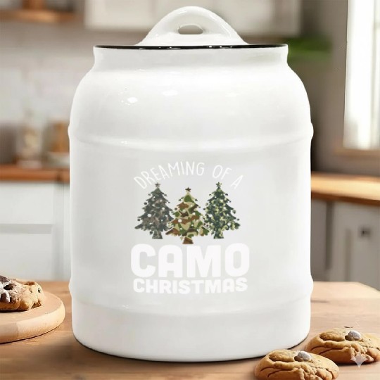 I'm Dreaming Of A Camo Christmas Camouflage Ceramic Cookie Jars