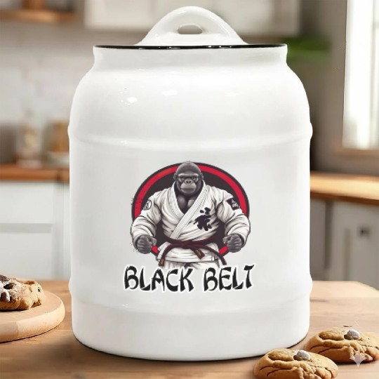 Martial Arts Gorilla BJJ Fighter Jiu-Jitsu Ceramic Cookie Jars