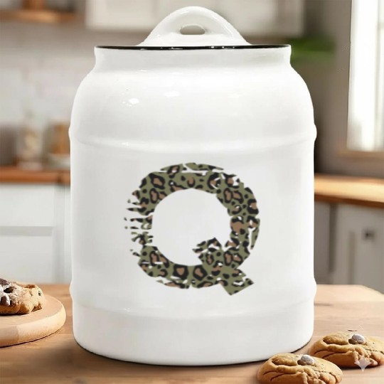 Q army camo design Ceramic Cookie Jars