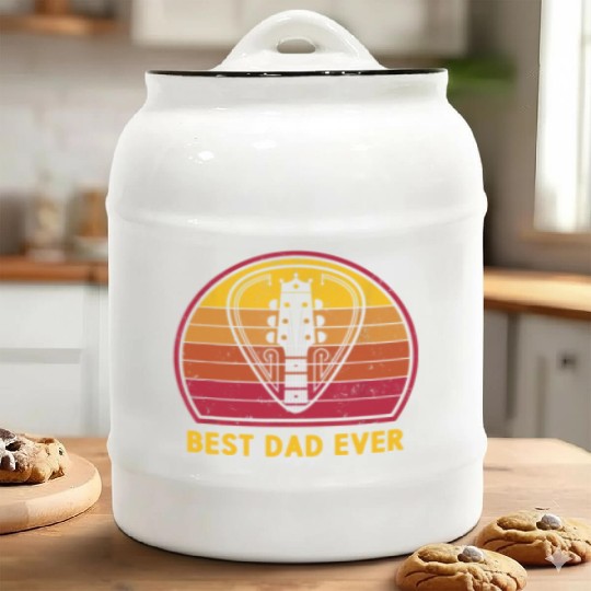 Retro Vintage Best Guitar Dad Ever Father's Day Ceramic Cookie Jars