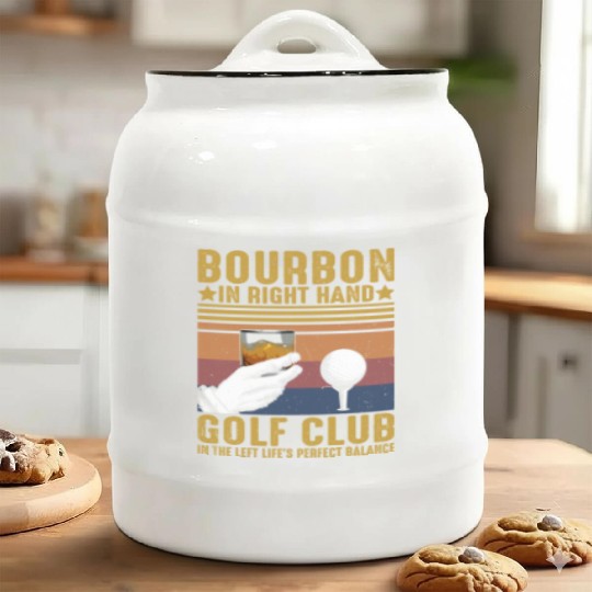 Bourbon Golf Funny Golfer Bourbon Lover Ceramic Cookie Jars