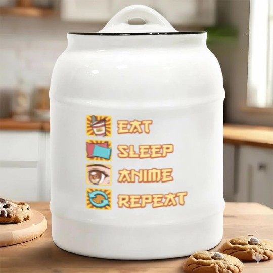 funny eat sleep anime repeat the perfect presents Ceramic Cookie Jars