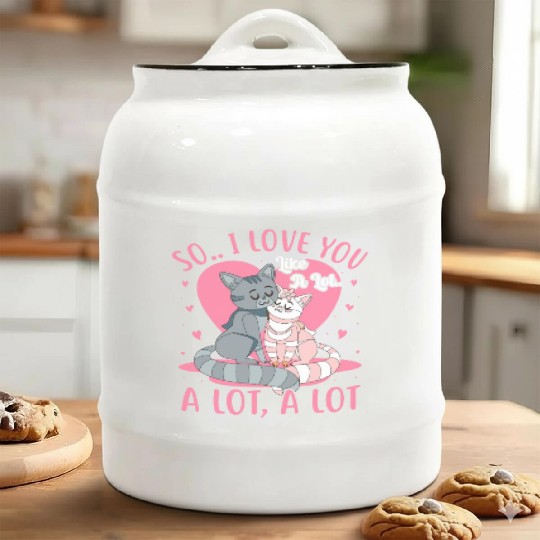 Cute Valentine's Day Cartoon Cats Ceramic Cookie Jars