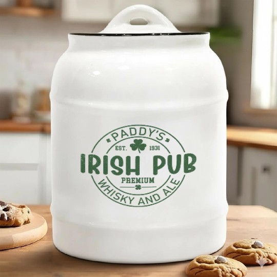 Irish Pub Whisky and Ale, St Patricks Day Ceramic Cookie Jars