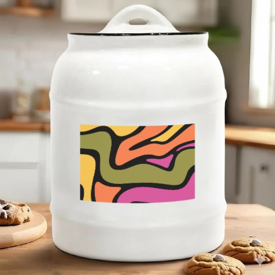 Psychedelic patterns, Aesthetic, Retro, Vintage Ceramic Cookie Jars