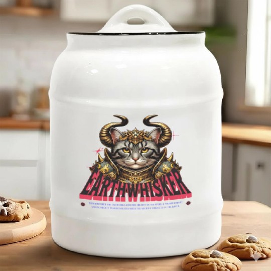 Taurus Cat Knight - Zodiac Astrology Warrior Ceramic Cookie Jars