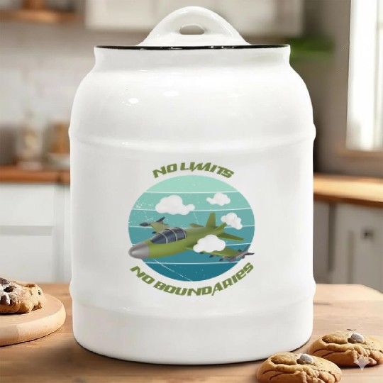 No Limits No Boundaries Jet Design Ceramic Cookie Jars