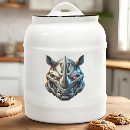 Rhinoceros mech Ceramic Cookie Jars