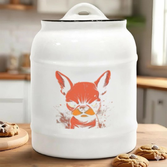 Angry French Bulldog Ceramic Cookie Jars