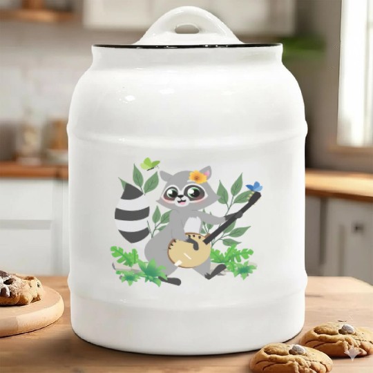 Raccoon Cottagecore Naturecore Kids Ceramic Cookie Jars