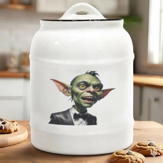 Green Goblin with Tuxedo Ceramic Cookie Jars