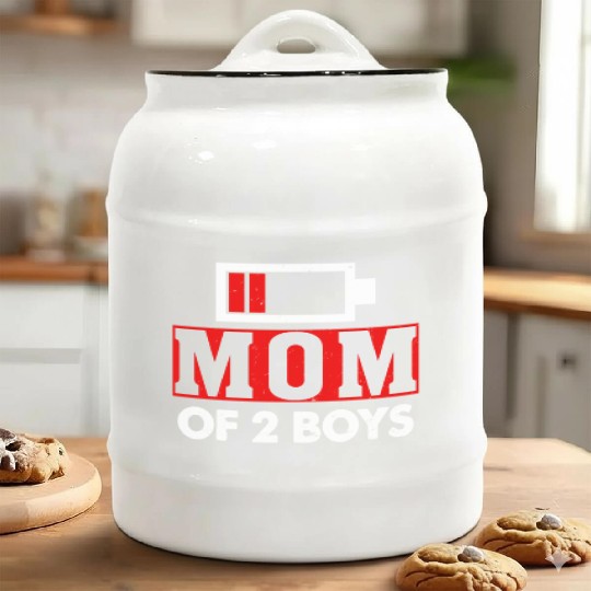 Mom of 2 Boys Mom and Son Matching Mom Gifts Ceramic Cookie Jars