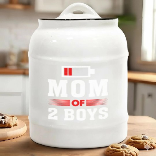 Mom of 2 Boys Mom and Son Matching Mom Ceramic Cookie Jars