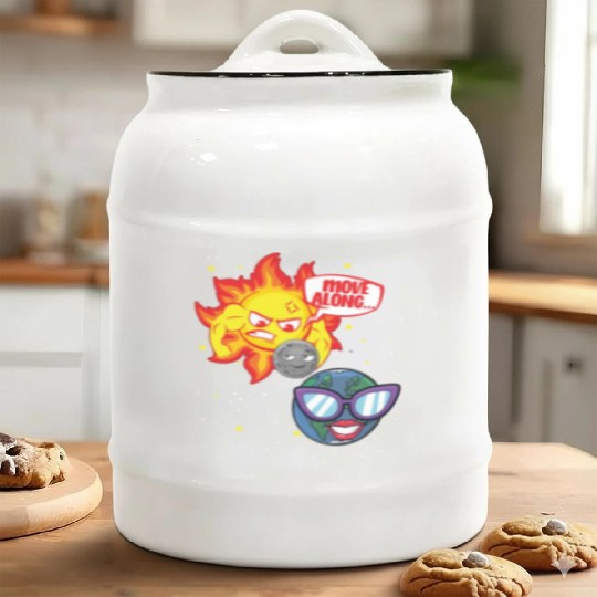 Total Solar Eclipse Move Along 4.08.24 Funny Kidsm Ceramic Cookie Jars