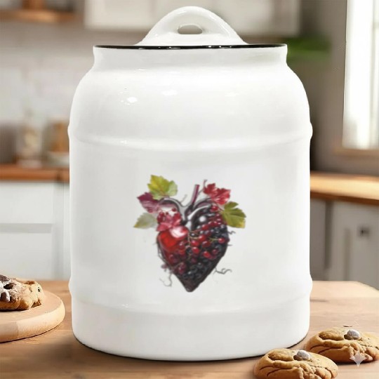 Default Human heart made with wine and red grape Ceramic Cookie Jars