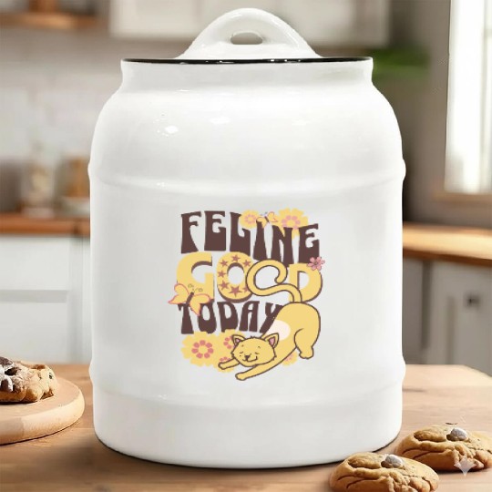 feeling good cat Ceramic Cookie Jars