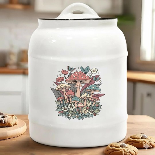 Mushroom Cottagecore Naturecore Ceramic Cookie Jars