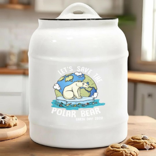 Save The Polar Bear Ceramic Cookie Jars