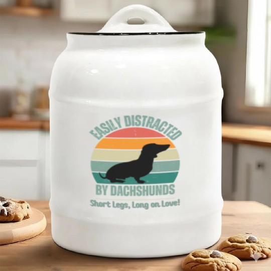 Wieners Lover Gift Easily Distracted By Dachshunds Ceramic Cookie Jars