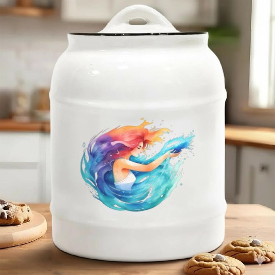 Color splash zodiac: Aquarius Ceramic Cookie Jars