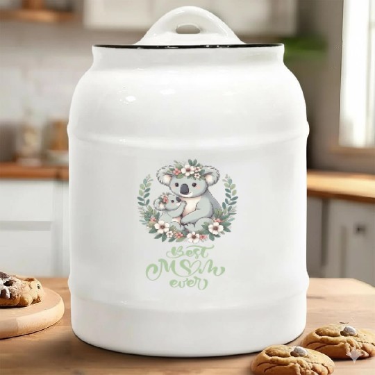 Best Mom Ever Koala Embrace Floral Wreath Ceramic Cookie Jars
