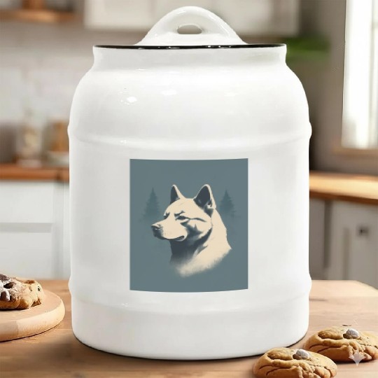 Akita Dog 1 - Japanese Retro Style Ceramic Cookie Jars