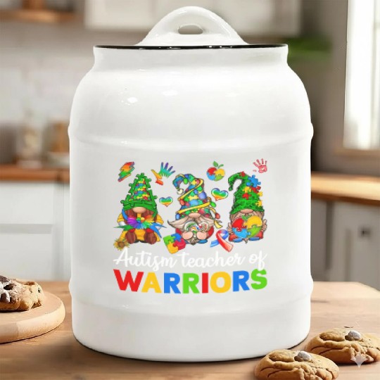 Autism Teacher Of Warriors Gnomes Ceramic Cookie Jars