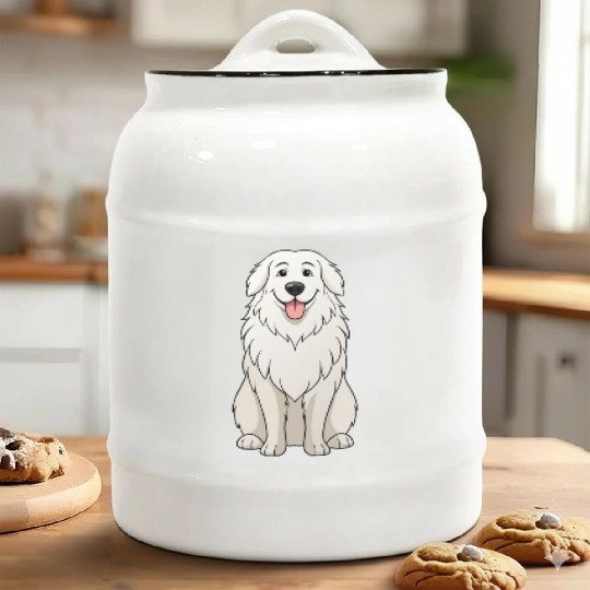 Serene Great Pyrenees Mom - Funny Art Print Ceramic Cookie Jars