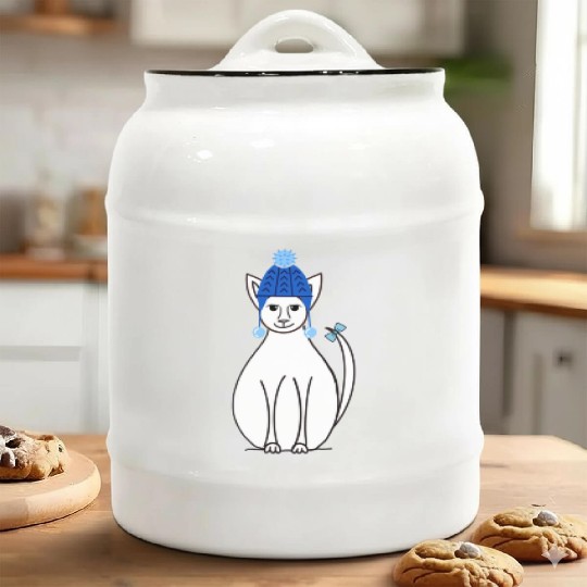 Winter cat Ceramic Cookie Jars