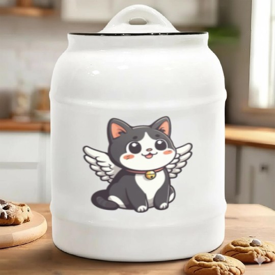 Kawaii Cat Angel Ceramic Cookie Jars