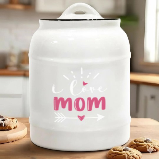 I LOVE MOM Ceramic Cookie Jars