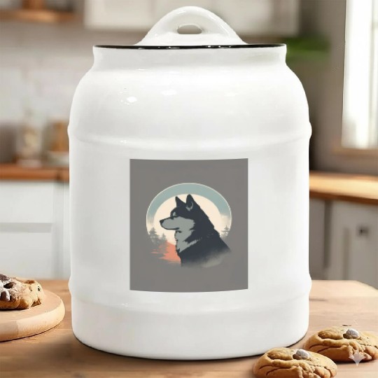 Akita Dog 2 - Japanese Retro Style Ceramic Cookie Jars