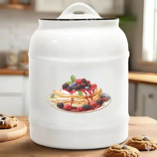 Dessert Pancakes With Summer Berries And Cream Ceramic Cookie Jars