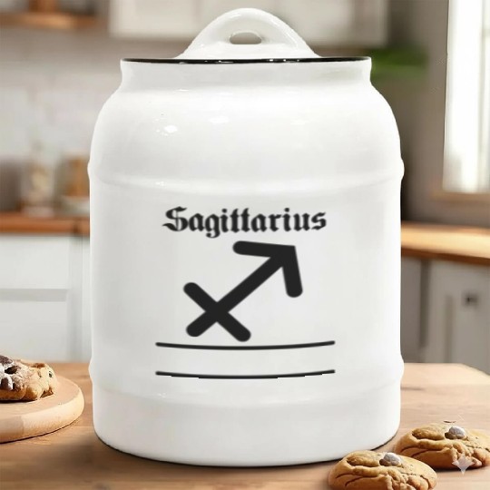 Sagittarius zodiac sign with above letters Ceramic Cookie Jars