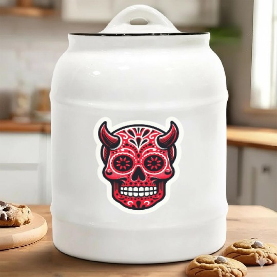 Adventurous Spirit: Daredevil Sugar Skull Ceramic Cookie Jars