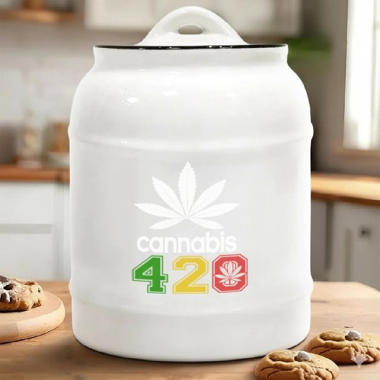 Humorous 420 Authentic Herb Weed Marijuana Design Ceramic Cookie Jars