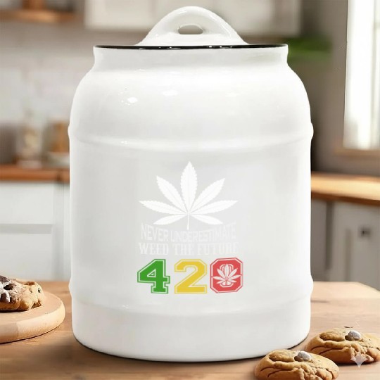 Chuckling 420 Future of Herb Weed Marijuana Design Ceramic Cookie Jars