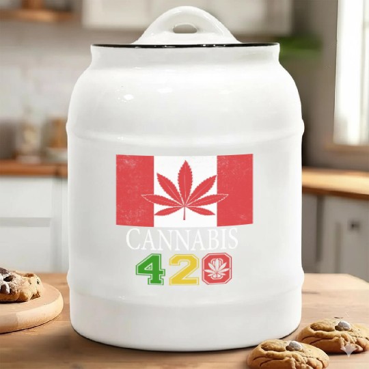 Comical 420 Celebrate Herb Weed Marijuana Design Ceramic Cookie Jars