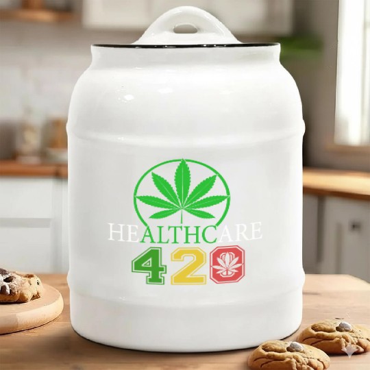 Silly 420 Healthy Herb Weed Marijuana Design Ceramic Cookie Jars