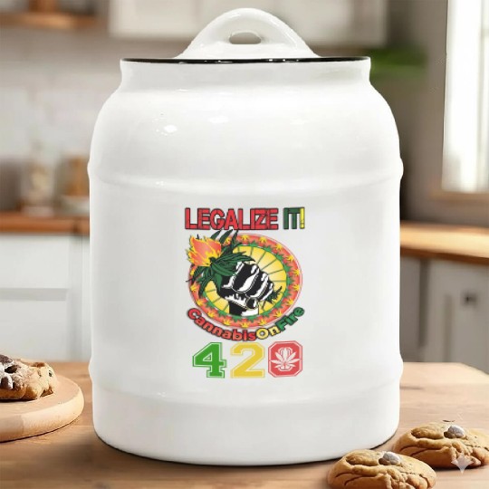Comedic 420 Legal Herb Weed Marijuana Design Ceramic Cookie Jars