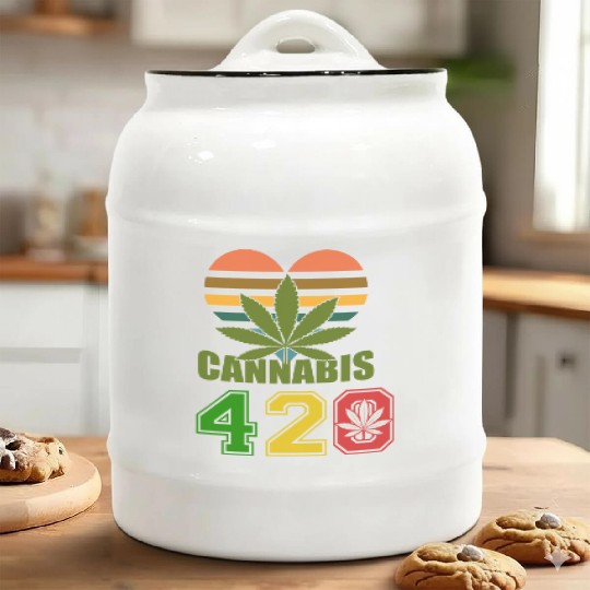 Hysteric 420 Love Good Herb Weed Marijuana Design Ceramic Cookie Jars