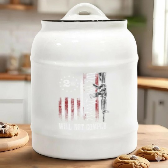 We The People Will Not Comply AR15 ProGun Rights Ceramic Cookie Jars