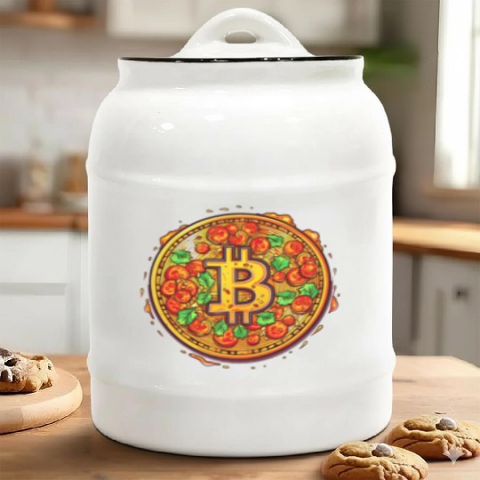 Pizza Bitcoin Funny Mining Crypto Currency Trader Ceramic Cookie Jars