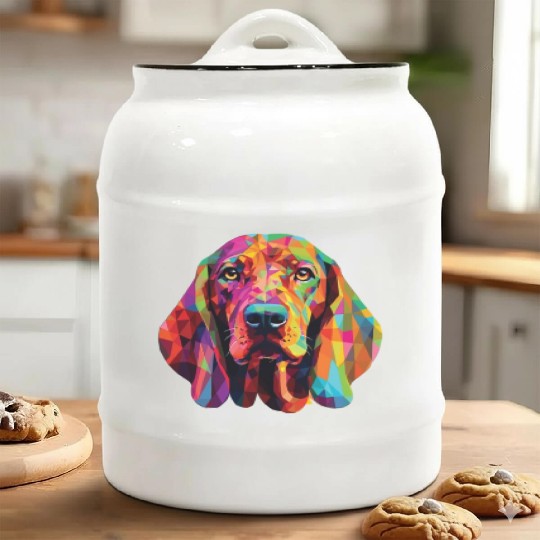 Watercolor Colorful Redbone Coonhound Ceramic Cookie Jars
