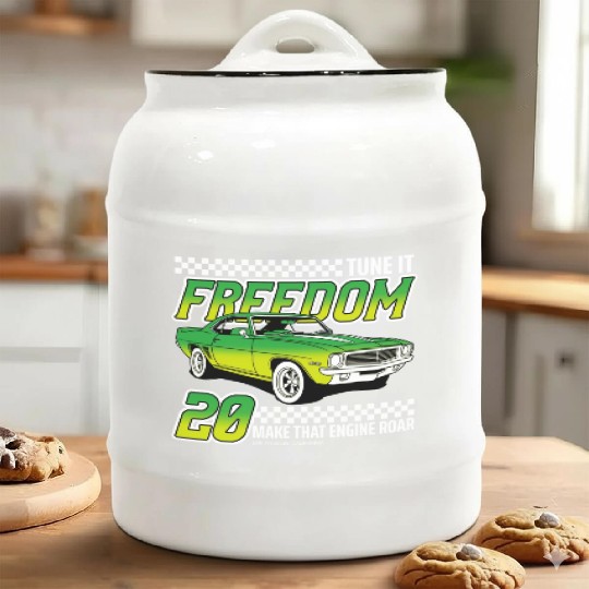 Racing OLD car illustrated | muscle car Ceramic Cookie Jars