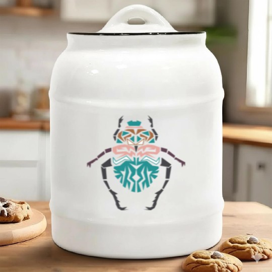 Unique Beetle Insect Vector Colorful Shape Ceramic Cookie Jars