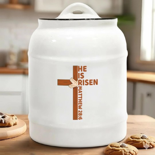 He Is Risen Matthew 28:6 Christian Easter Jesus Ceramic Cookie Jars