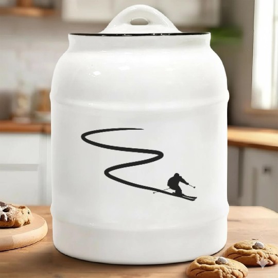 Skiing Mountains Winter sports Nature Ceramic Cookie Jars